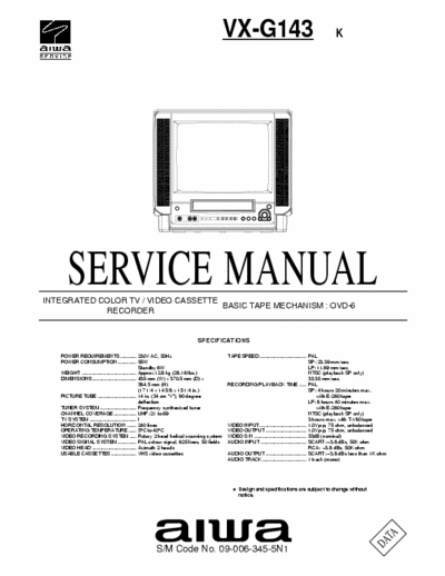 Aiwa Combo VX-G143/K TV Tape Recorder - Tape mech. OVD-6 - pag. 101